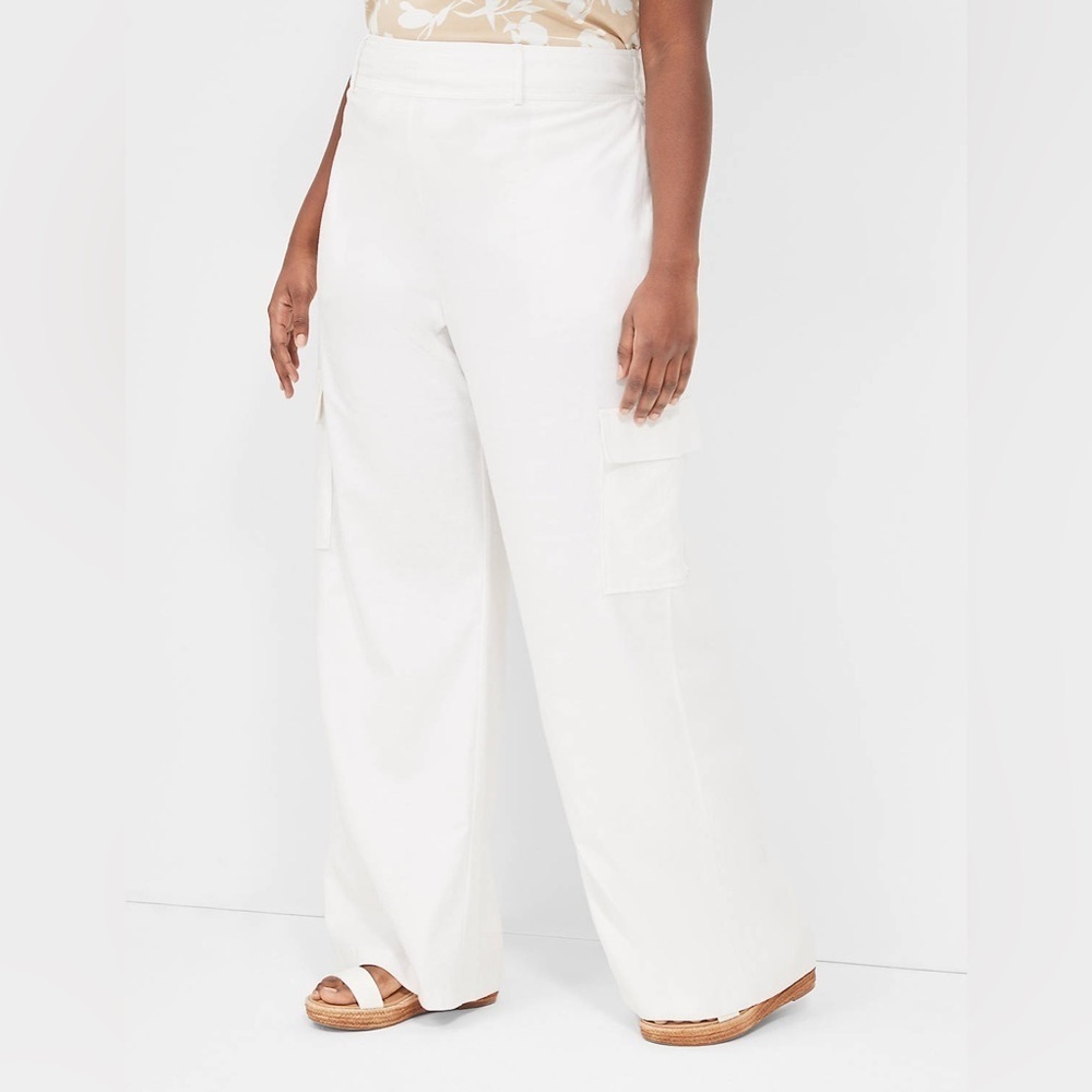 Lane Bryant White Soft Linen Blend Pants - New - Size 22
